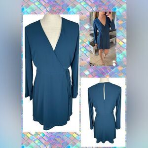 Lush Blue Ceramic Wrap Style Dress
